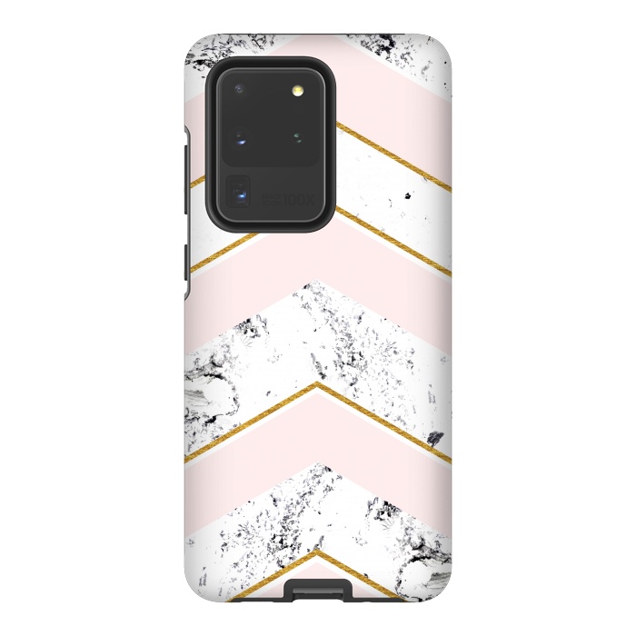 Galaxy S20 Ultra StrongFit Marble. Pink and gold by Julia Badeeva
