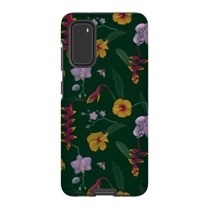 Galaxy S20 StrongFit Heliconia & Hibiscus by Tishya Oedit