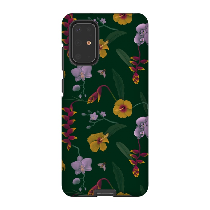 Galaxy S20 Plus StrongFit Heliconia & Hibiscus by Tishya Oedit