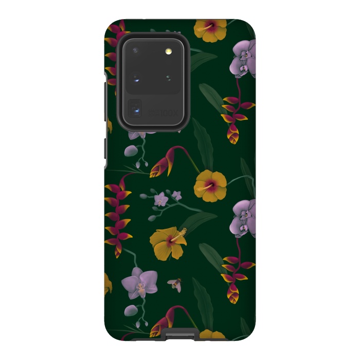 Galaxy S20 Ultra StrongFit Heliconia & Hibiscus by Tishya Oedit