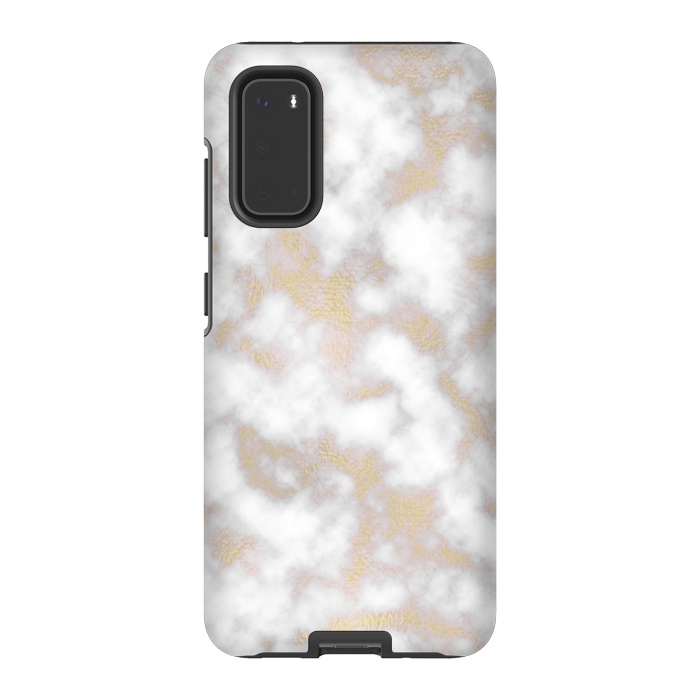 Galaxy S20 StrongFit Gold and White Marble Texture by Julie Erin Designs