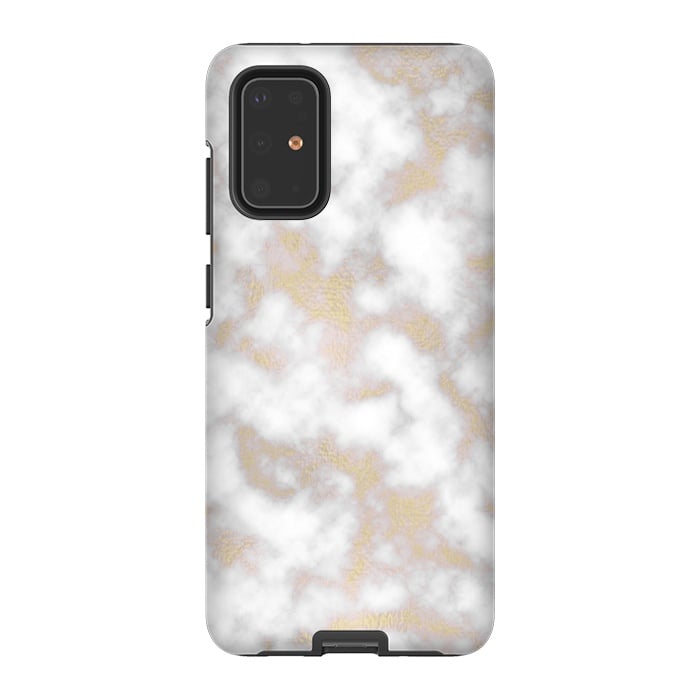 Galaxy S20 Plus StrongFit Gold and White Marble Texture by Julie Erin Designs