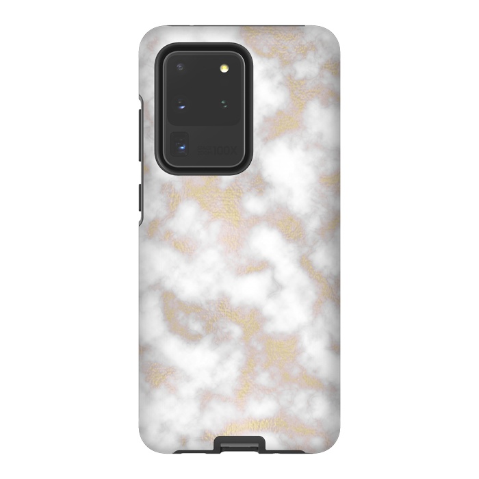 Galaxy S20 Ultra StrongFit Gold and White Marble Texture by Julie Erin Designs