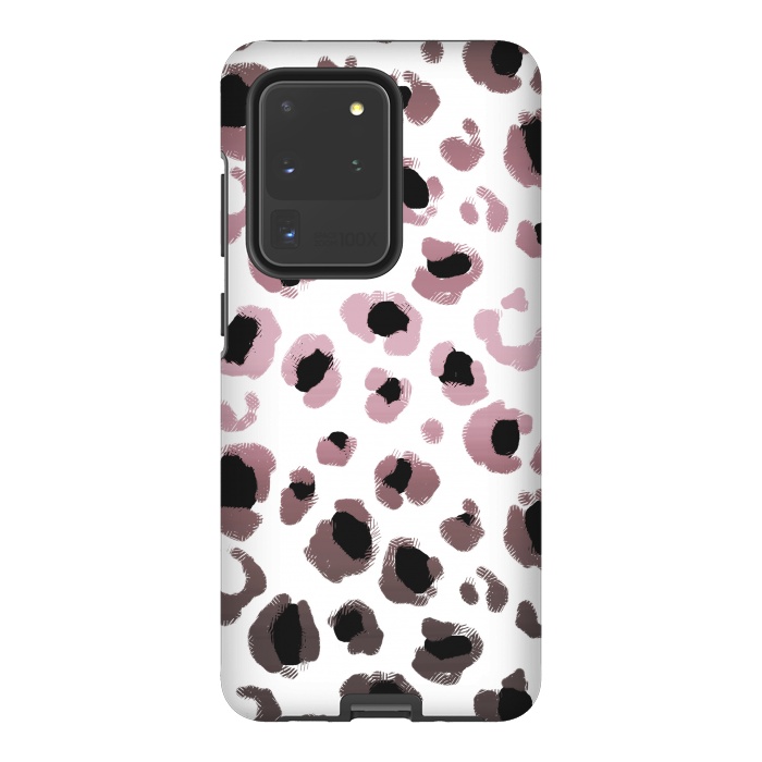 Galaxy S20 Ultra StrongFit Pink brown leopard print spots by Oana 