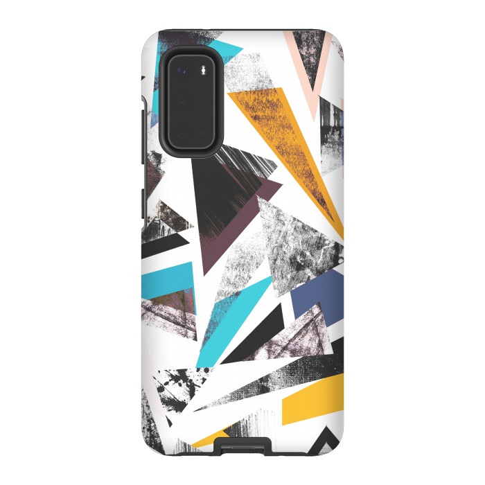 Galaxy S20 StrongFit Colorful textured triangles by Oana 