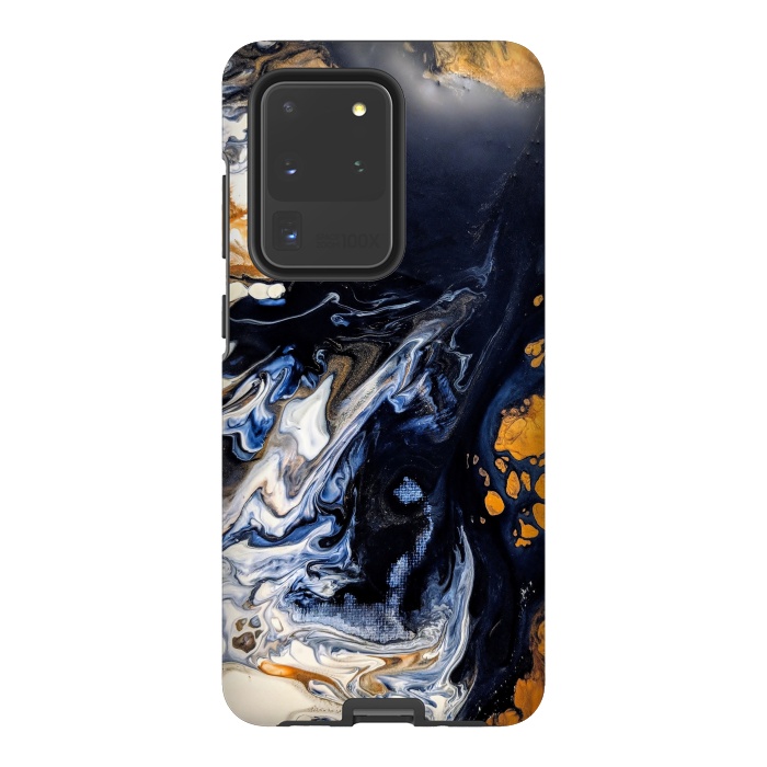 Galaxy S20 Ultra StrongFit Black and golden abstract painting  by Winston