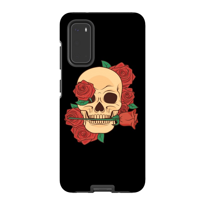 Galaxy S20 StrongFit RED ROSE SKULL BABY by MALLIKA