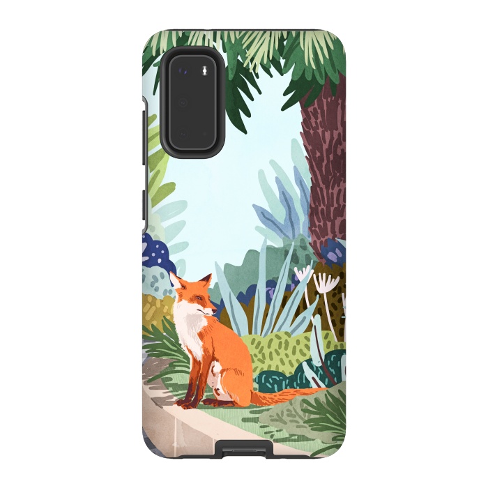 Galaxy S20 StrongFit Fox in The Garden | Animals Wildlife Botanical Nature Painting | Boho Colorful Jungle Illustration by Uma Prabhakar Gokhale