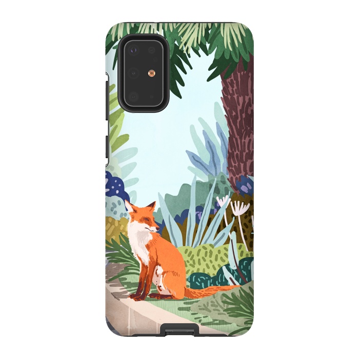 Galaxy S20 Plus StrongFit Fox in The Garden | Animals Wildlife Botanical Nature Painting | Boho Colorful Jungle Illustration by Uma Prabhakar Gokhale