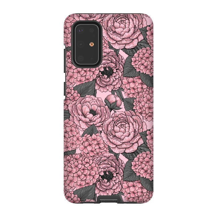 Galaxy S20 Plus StrongFit Peony and hydrangea in pink by Katerina Kirilova