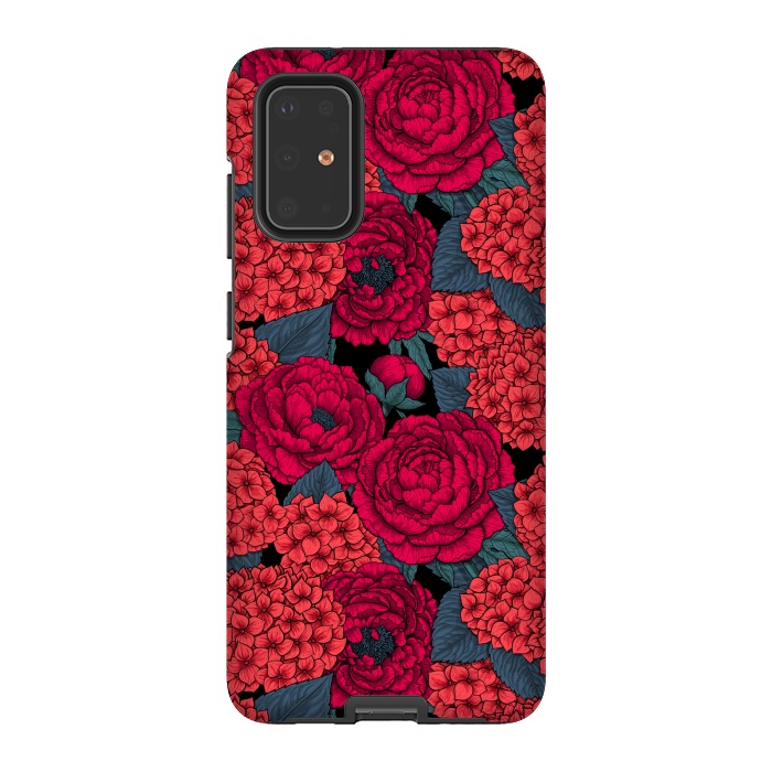 Galaxy S20 Plus StrongFit Peony and hydrangea in red by Katerina Kirilova