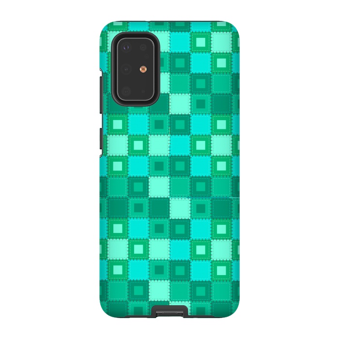 Galaxy S20 Plus StrongFit blue green patchwork by MALLIKA
