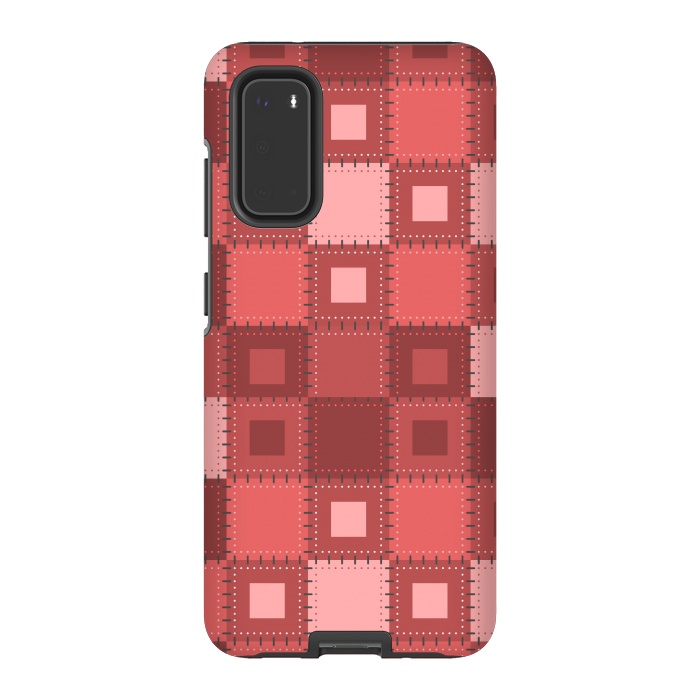 Galaxy S20 StrongFit RED WHITE PATCHWORK by MALLIKA