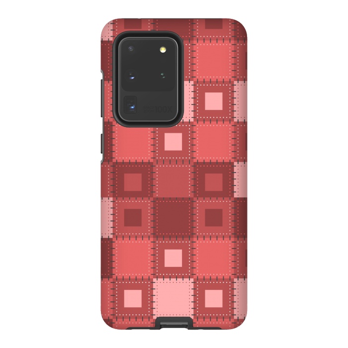 Galaxy S20 Ultra StrongFit RED WHITE PATCHWORK by MALLIKA