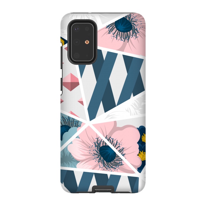 Galaxy S20 Plus StrongFit BLUE PINK FLORAL PATCHWORK by MALLIKA