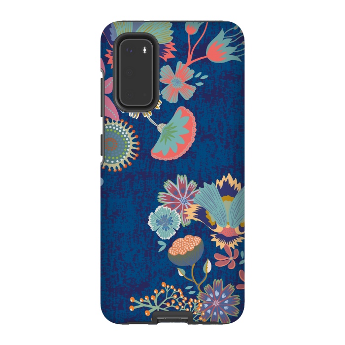 Galaxy S20 StrongFit Blue chinz florals by Nina Leth