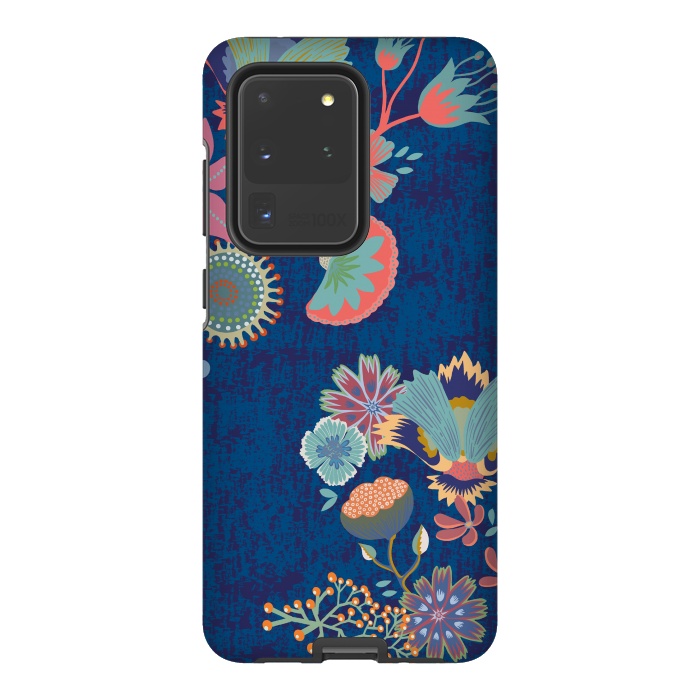 Galaxy S20 Ultra StrongFit Blue chinz florals by Nina Leth