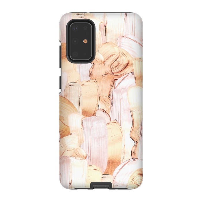 Galaxy S20 Plus StrongFit Blush Faux Gold Copper Acrylic Brush Strokes by  Utart