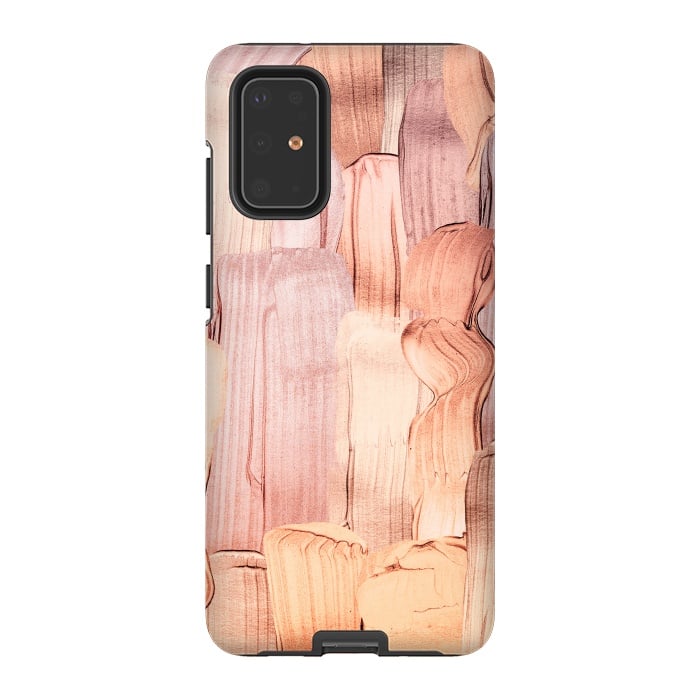 Galaxy S20 Plus StrongFit Copper Blush Gold  Acrylic Brush Strokes by  Utart