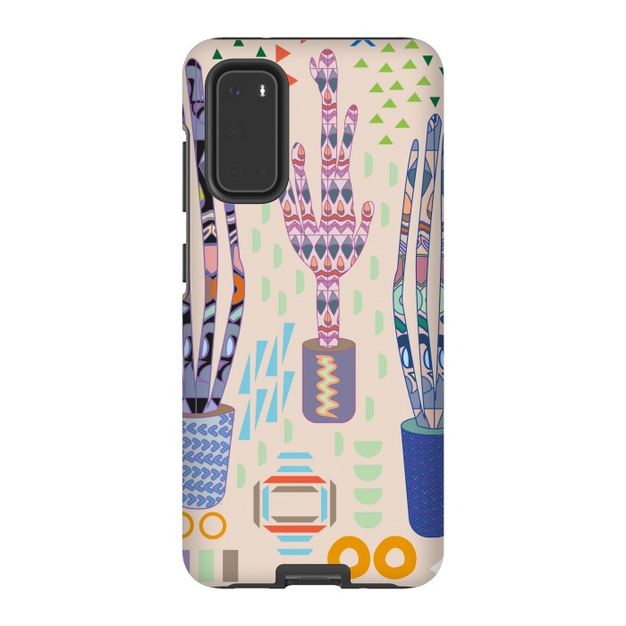 Galaxy S20 StrongFit Cactus desert with pattern by Nina Leth