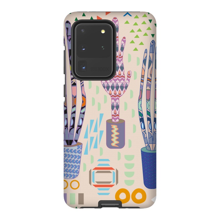 Galaxy S20 Ultra StrongFit Cactus desert with pattern by Nina Leth