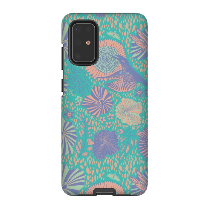 Galaxy S20 Plus StrongFit Mint bird and dragonfly by Nina Leth
