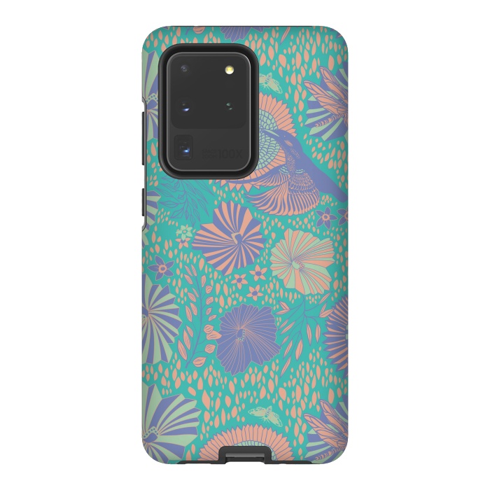 Galaxy S20 Ultra StrongFit Mint bird and dragonfly by Nina Leth