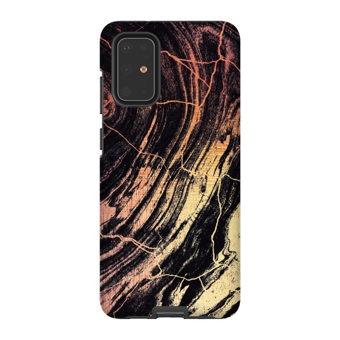 Galaxy S20 Plus StrongFit Gold marble brush strokes by Oana 