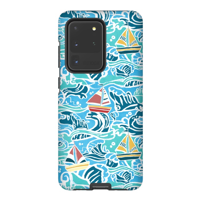 Galaxy S20 Ultra StrongFit Sailboats & Waves by Tangerine-Tane