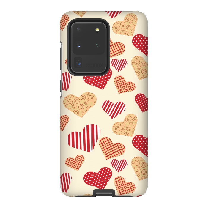 Galaxy S20 Ultra StrongFit RED GOLDEN HEARTS by MALLIKA