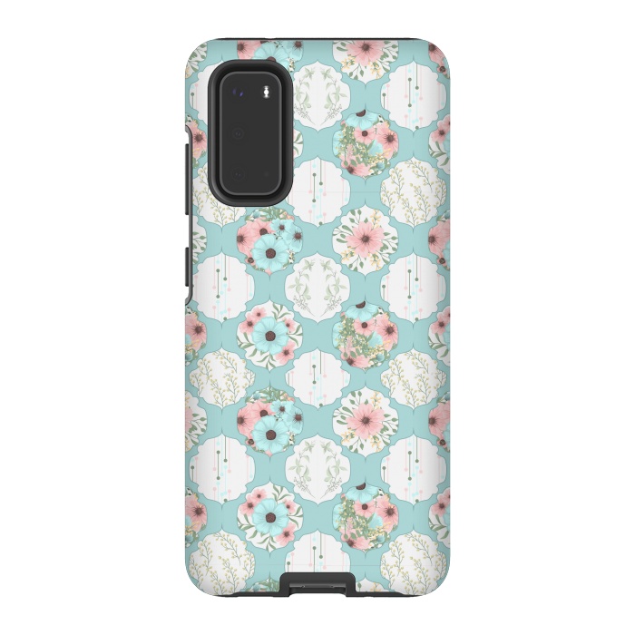 Galaxy S20 StrongFit BLUE FLORAL PATCHWORK  by MALLIKA