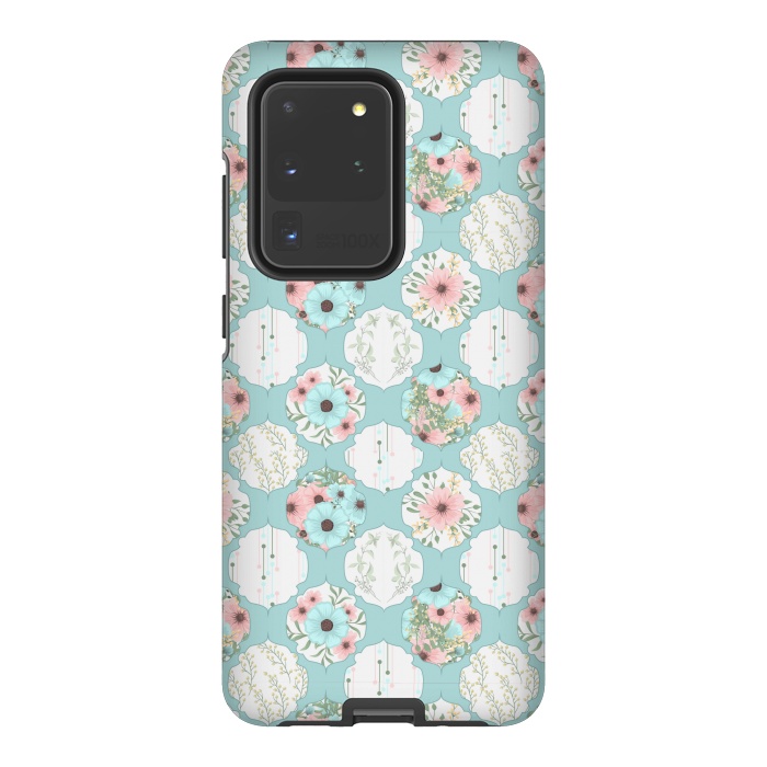 Galaxy S20 Ultra StrongFit BLUE FLORAL PATCHWORK  by MALLIKA