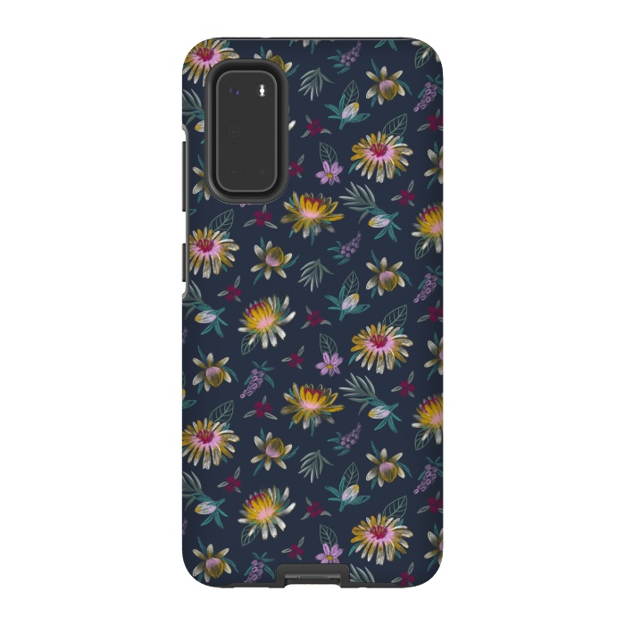 Galaxy S20 StrongFit Blue Floral by Tishya Oedit