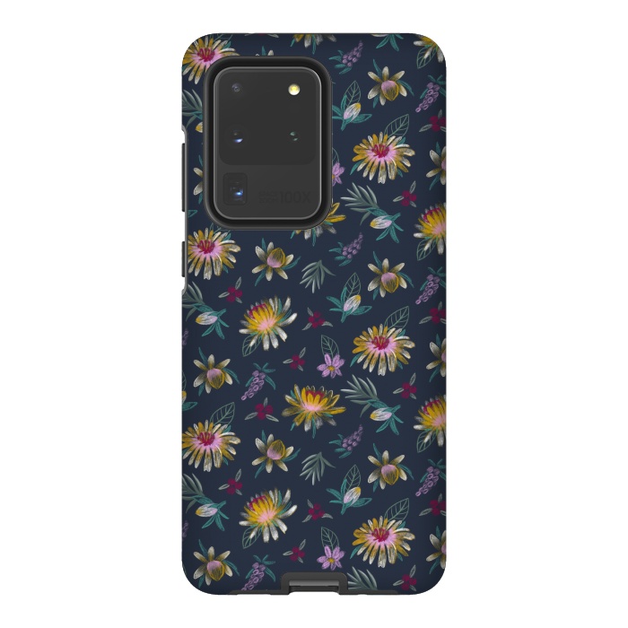 Galaxy S20 Ultra StrongFit Blue Floral by Tishya Oedit