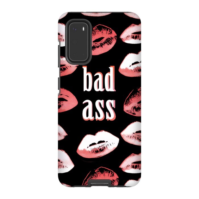 Galaxy S20 StrongFit Badass lipstick kisses quote design by Oana 