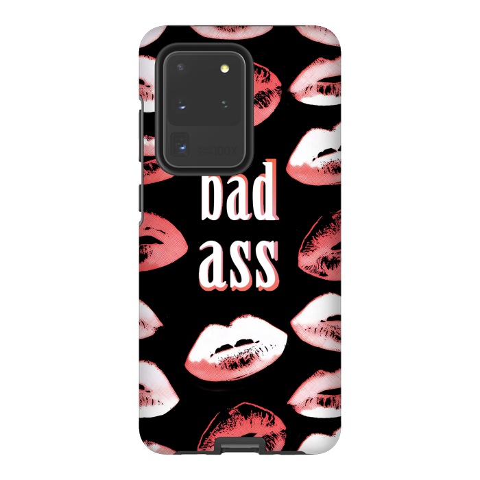 Galaxy S20 Ultra StrongFit Badass lipstick kisses quote design by Oana 