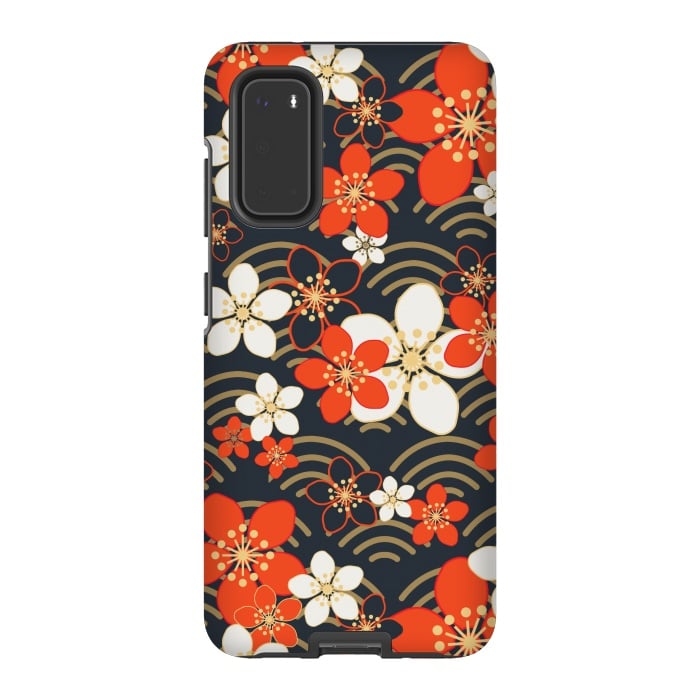 Galaxy S20 StrongFit white floral ethnic pattern 2  by MALLIKA
