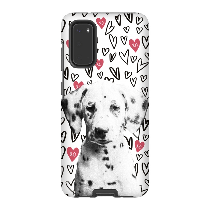Galaxy S20 StrongFit Cute Dalmatian and hearts Valentine's day by Oana 