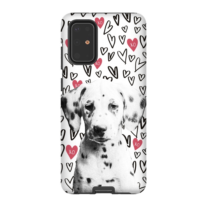 Galaxy S20 Plus StrongFit Cute Dalmatian and hearts Valentine's day by Oana 