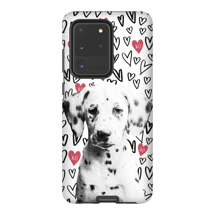 Galaxy S20 Ultra StrongFit Cute Dalmatian and hearts Valentine's day by Oana 