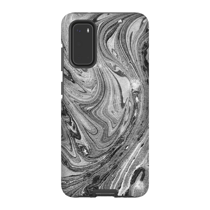 Galaxy S20 StrongFit Dark grey marble swirl by Oana 