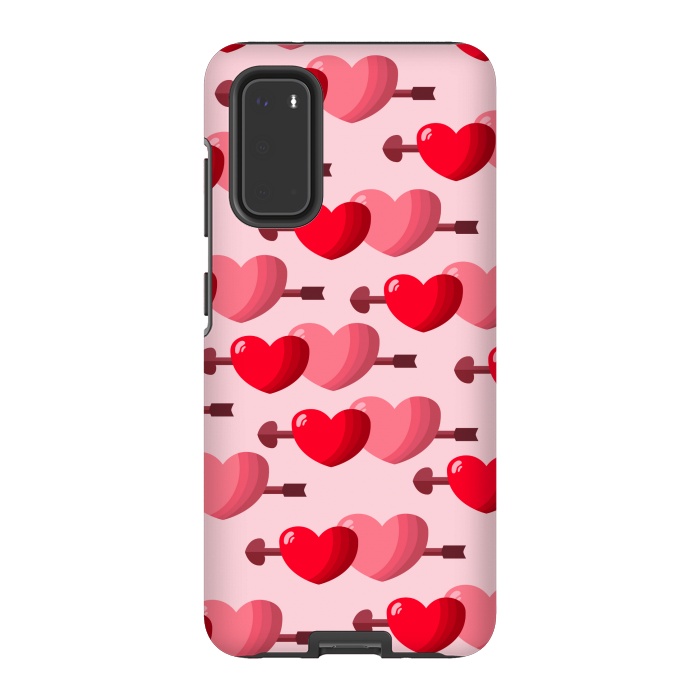 Galaxy S20 StrongFit pink red hearts pattern by MALLIKA