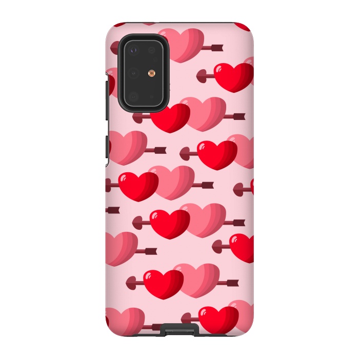 Galaxy S20 Plus StrongFit pink red hearts pattern by MALLIKA