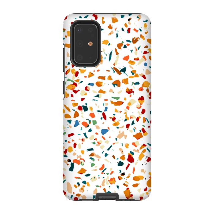Galaxy S20 Plus StrongFit Tan Terrazzo | Eclectic Quirky Confetti Painting | Celebration Colorful Boho Happy Party Graphic  by Uma Prabhakar Gokhale