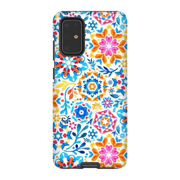Galaxy S20 Plus StrongFit Watercolor Kaleidoscope Floral - brights by Micklyn Le Feuvre