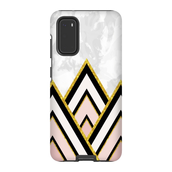 Galaxy S20 StrongFit Geometric pink gold triangles by Jms