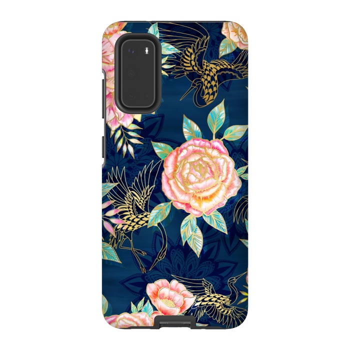 Galaxy S20 StrongFit Gilded Peonies and Cranes by gingerlique