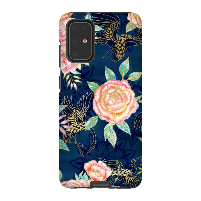 Galaxy S20 Plus StrongFit Gilded Peonies and Cranes by gingerlique