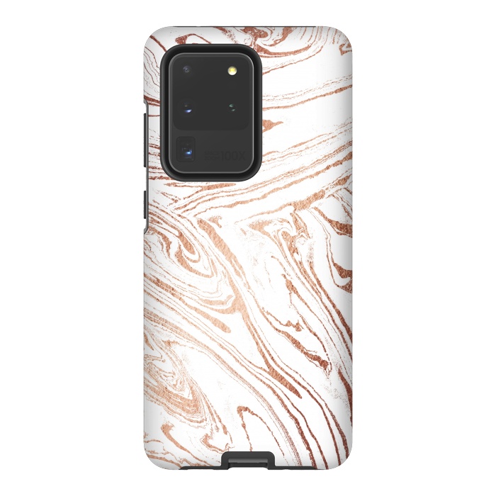 Galaxy S20 Ultra StrongFit White marble with rose gold details by Oana 