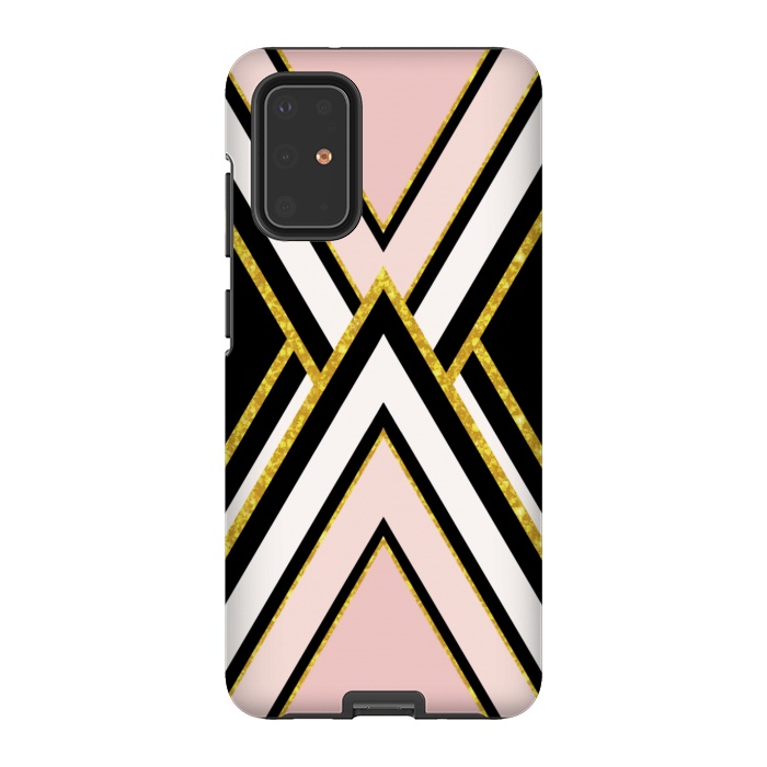 Galaxy S20 Plus StrongFit Pink gold geometric by Jms